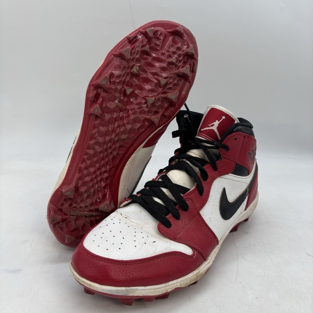 Nike Air Jordan 1 Mid Football Cleats Mens 12 White Red Black Chicago